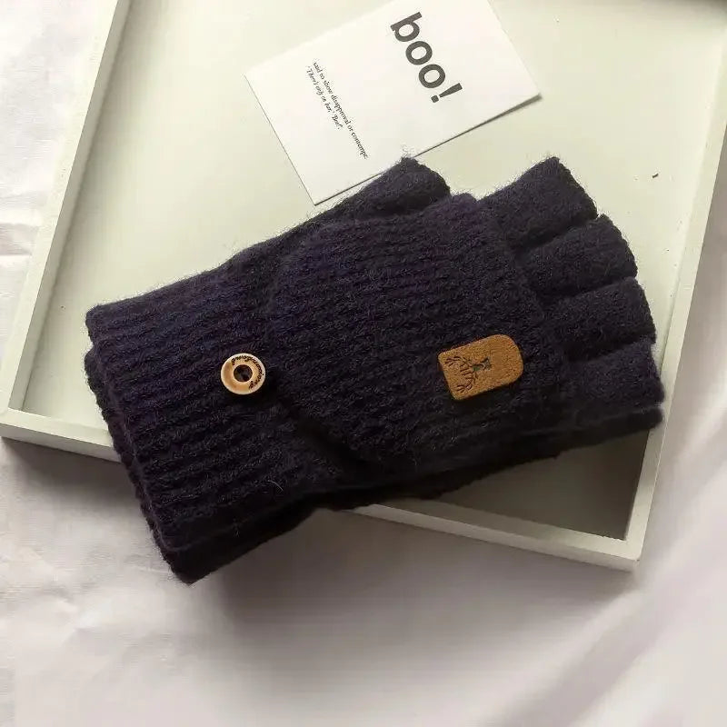 Flexible Knitted Fingerless Winter Gloves – Warm, Thick & Touch Screen Friendly