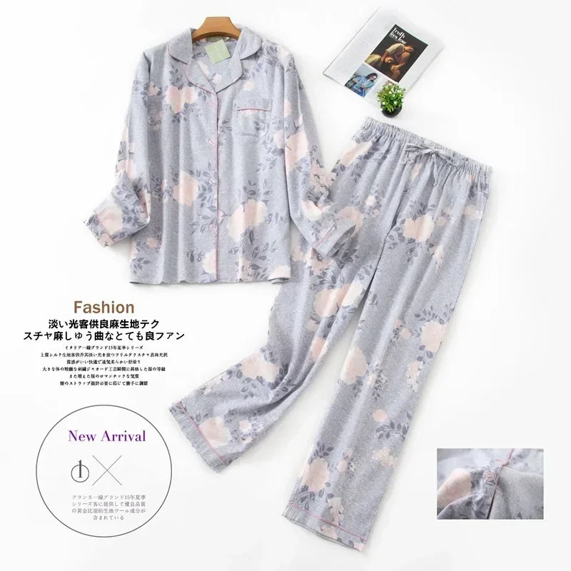 Women’s Plaid Flannel Pajamas, Plus Size Cotton Homewear Set for Fall & Winte