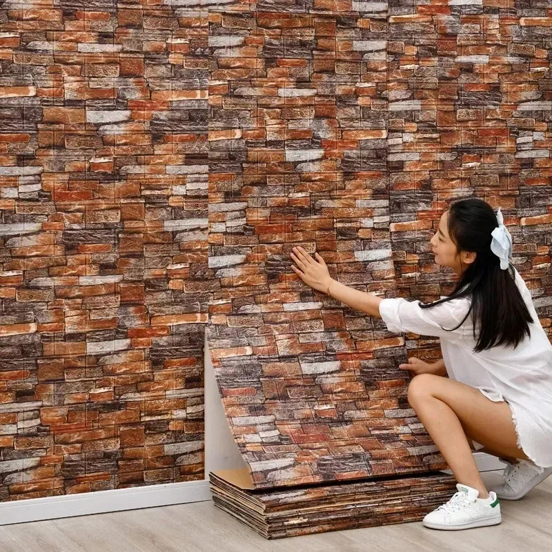 Waterproof 3D Brick Wallpaper – Self-Adhesive