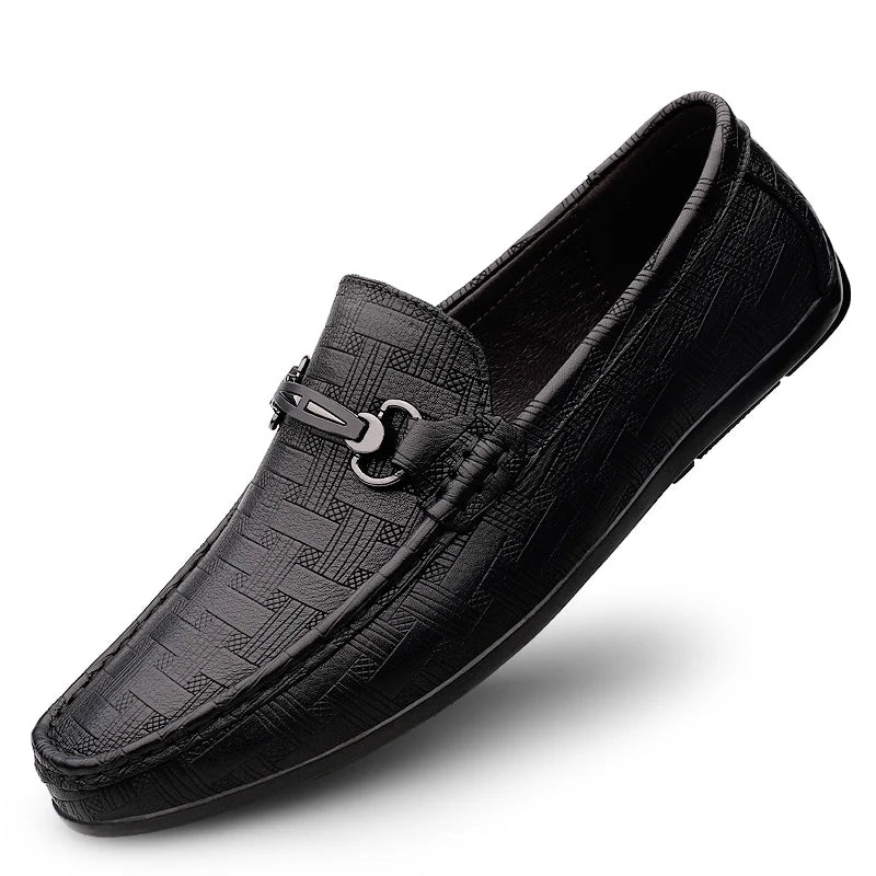 Men’s Leather Loafers, Black Soft Sole Designer Moccasins