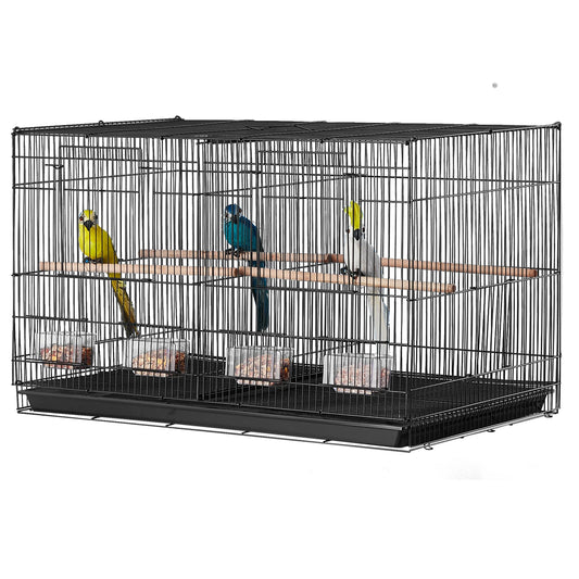 30-Inch Stackable Flight Bird Cage with Divider, Handle & Perch, Portable Travel Birdcage for Small Birds