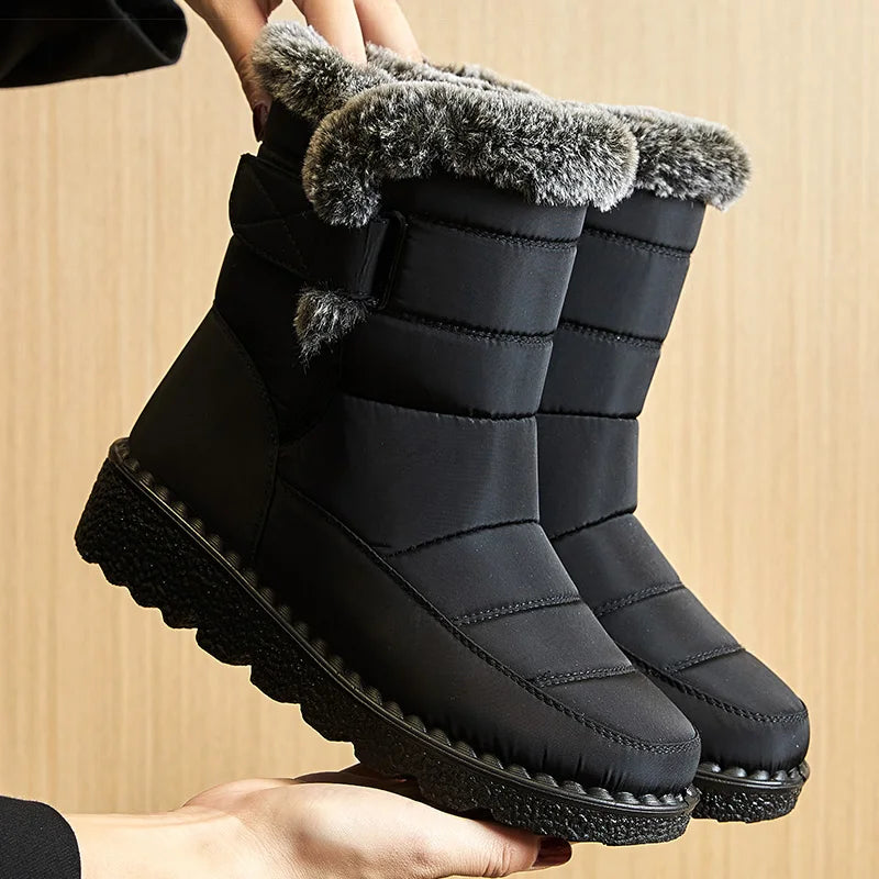 Women’s Winter Boots, Waterproof Ankle Snow Boots with Cozy Fur & Low Heels