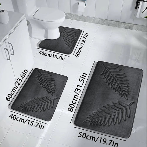 3PCS Set Bath Mats Nonslip Soft Quick Dry Bathroom Soft Rugs Water