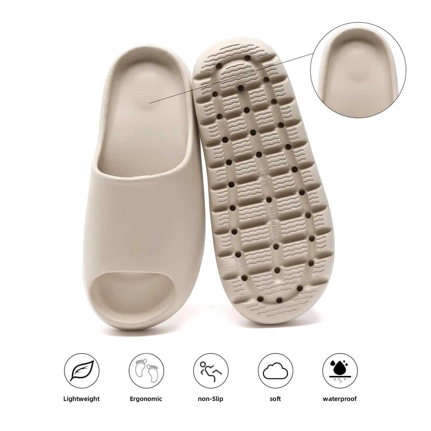 Unisex Cloud Slides, Soft EVA Comfort Slippers for Men & Women
