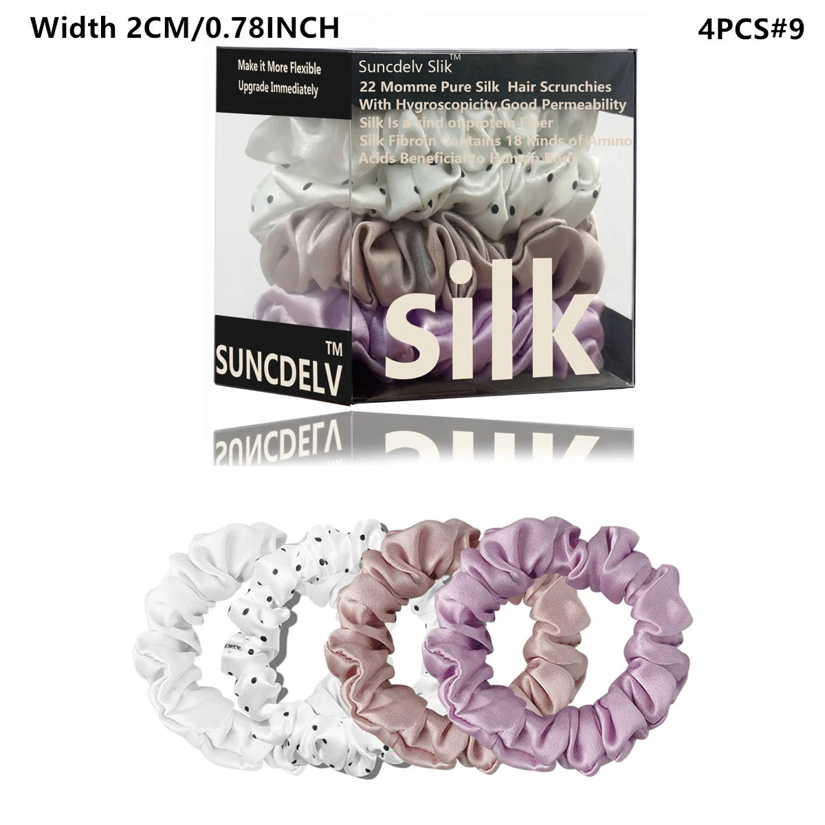 Mulberry Silk Hair Scrunchies Set, 4PCS Handmade Natural Hair Ties for Women