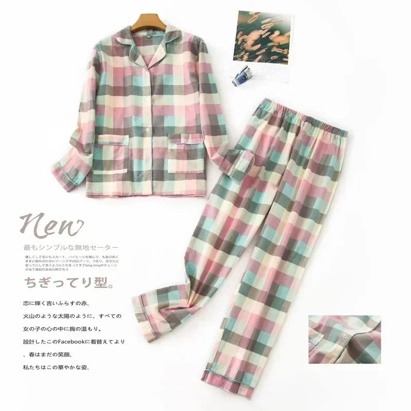 Women’s Plaid Flannel Pajamas, Plus Size Cotton Homewear Set for Fall & Winte