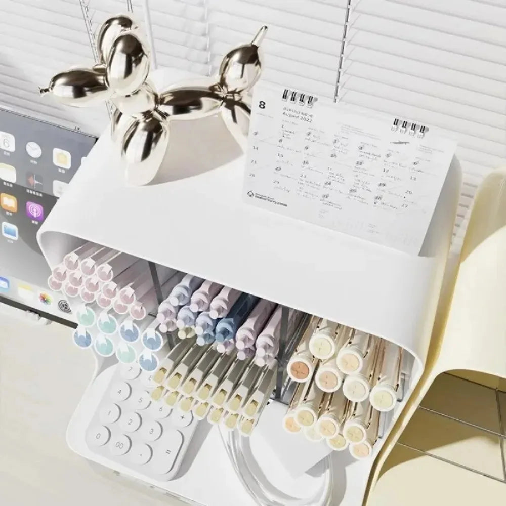 2Pcs Large Capacity Slanted Pen Holder Desk Stationery Storage Box for