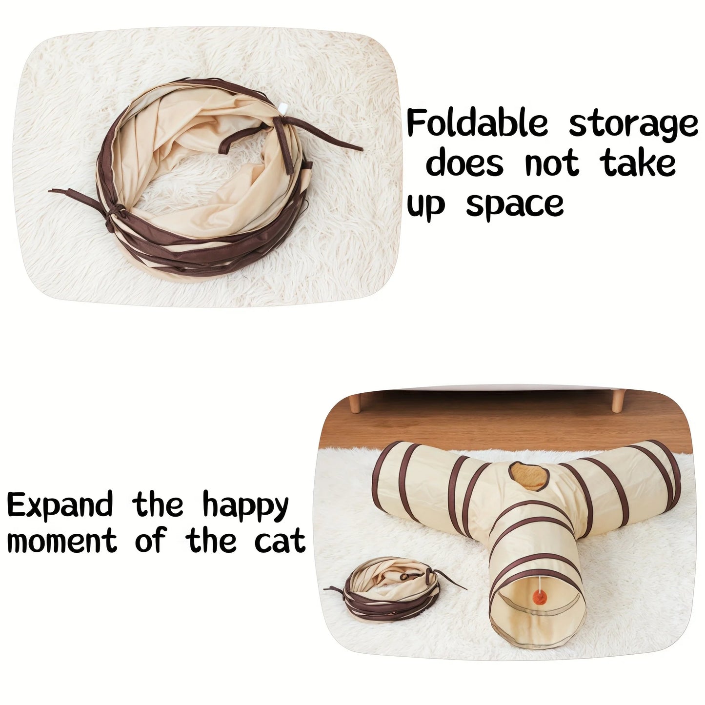 Foldable Cat Tunnel – Easy-to-Store Striped Play Toy for Cats
