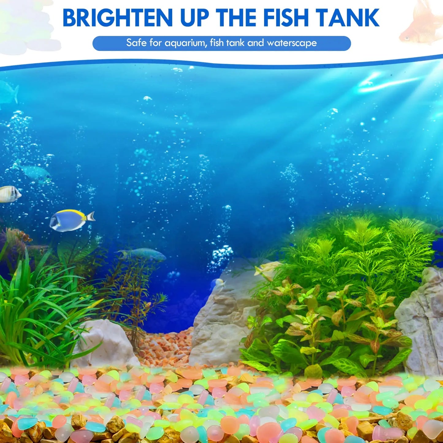 100pcs Glow in the Dark Pebbles - Gardening and Fish Tanks