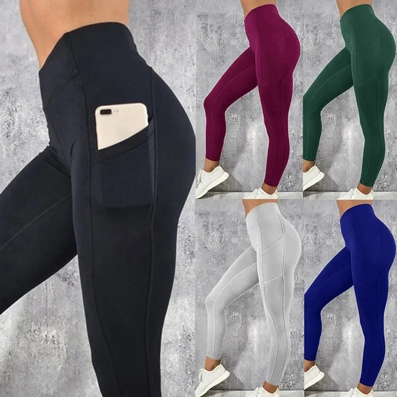 Yoga Fitness Women Leggings High Waist Tights with Pocket Gym Workout