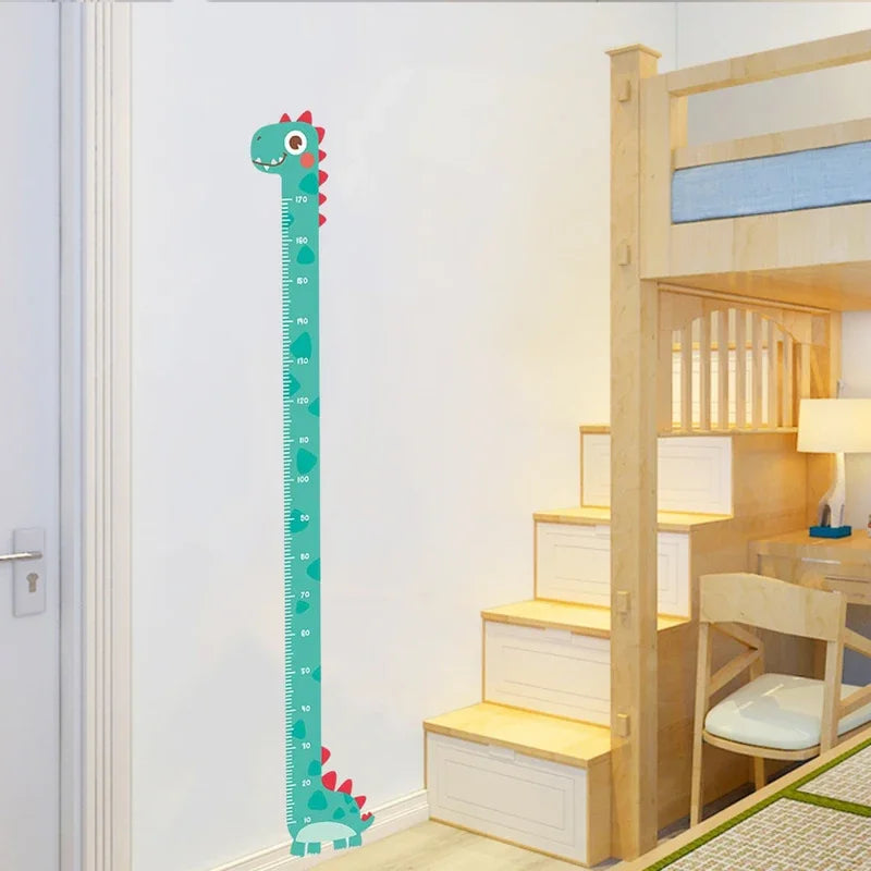 Height Chart Wall Sticker – Cute Cartoon Unicorn, Dinosaur & Giraffe Design