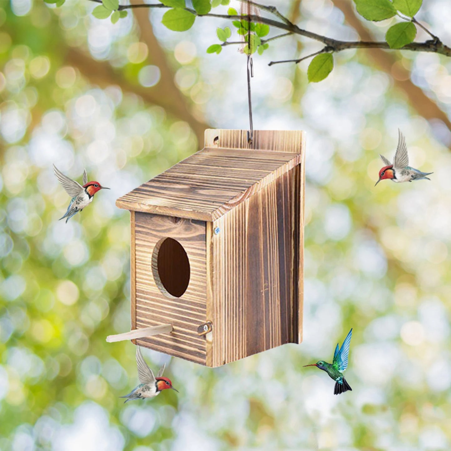 Wooden Bird House Outdoor Weatherproof Parrot Bird Nest Breeding