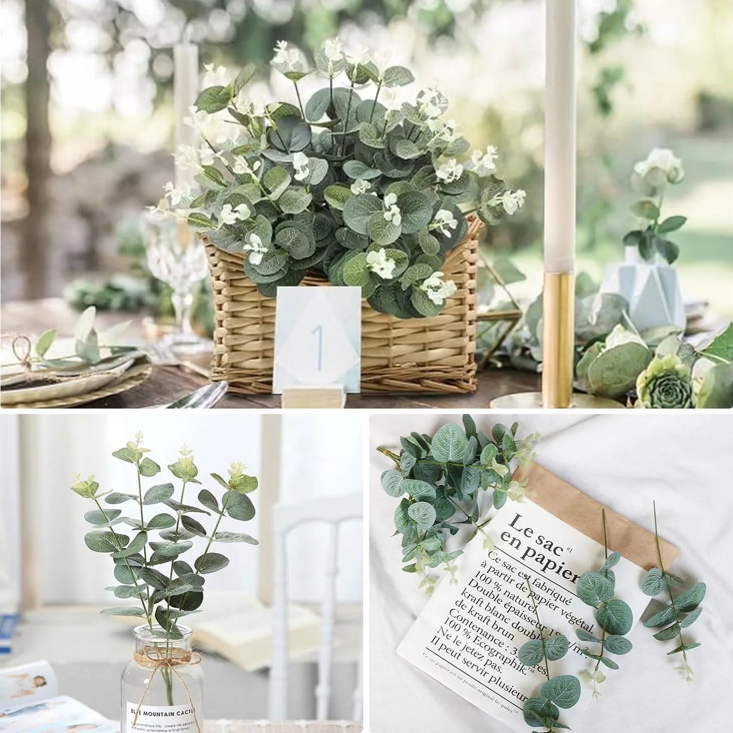 Artificial Eucalyptus Stems for Vases & DIY Decor (5/10/20 Pcs)