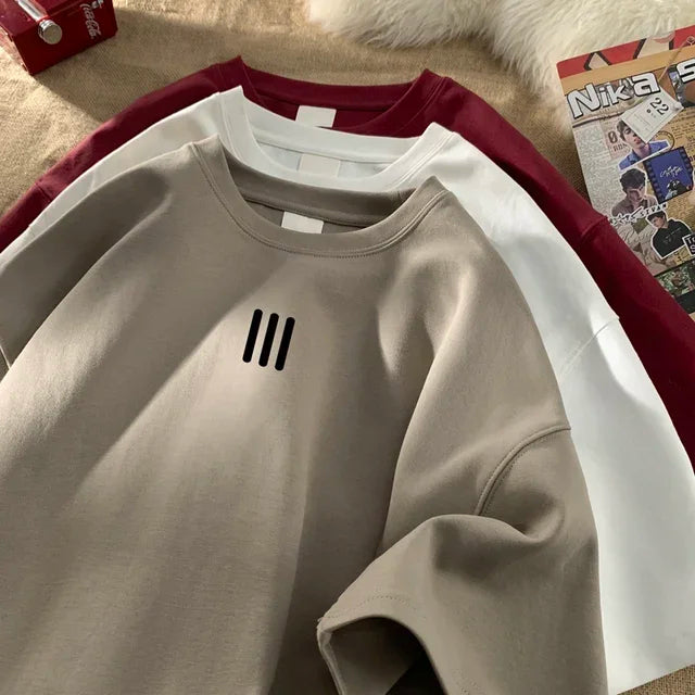 Men’s Oversized Cotton Tee, Casual Summer Fashion Print Shirt