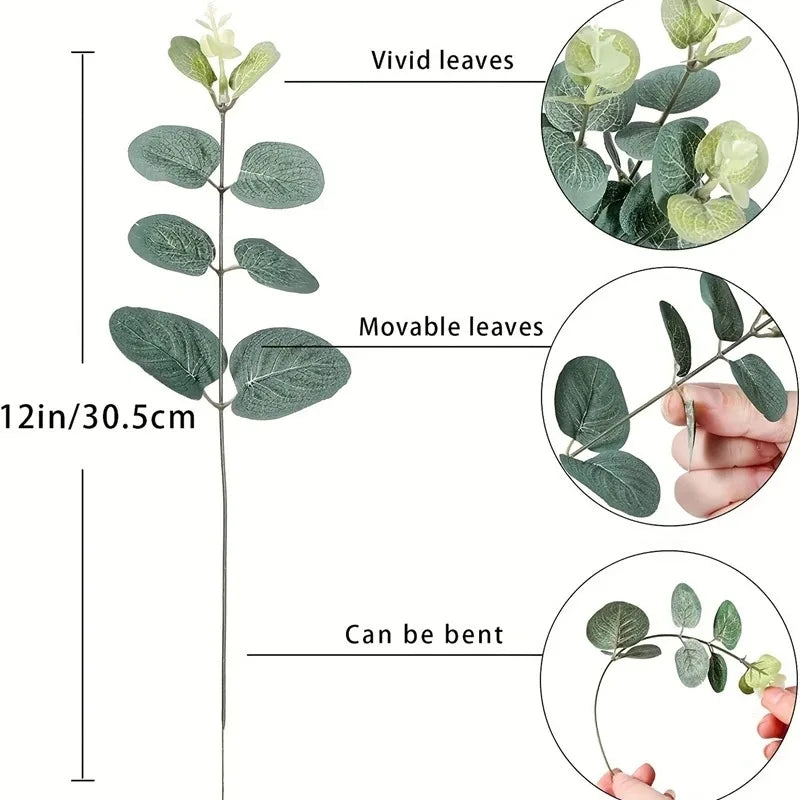 Artificial Eucalyptus Stems for Vases & DIY Decor (5/10/20 Pcs)