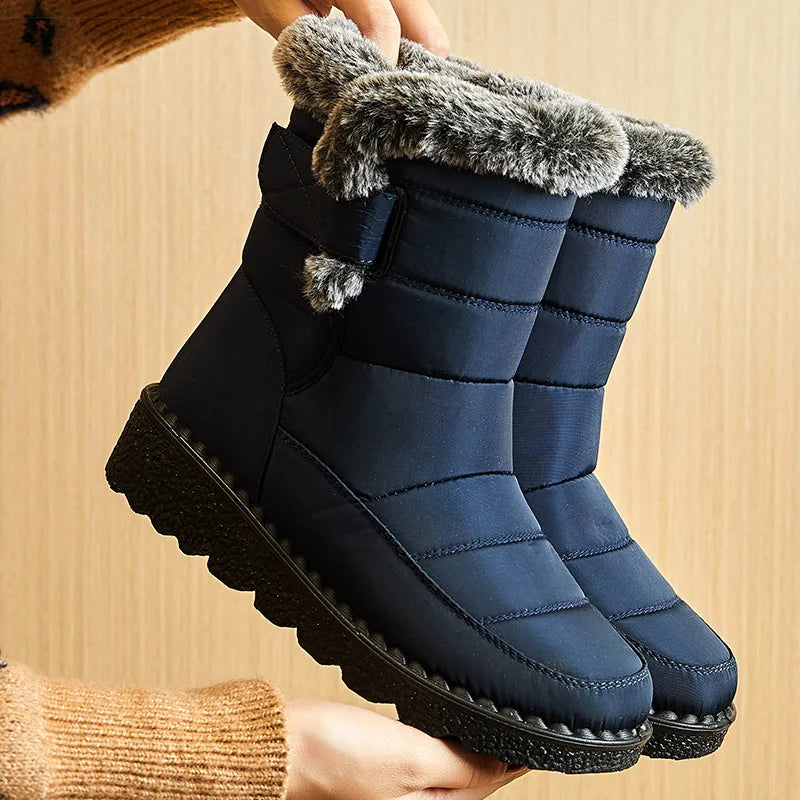 Women’s Winter Boots, Waterproof Ankle Snow Boots with Cozy Fur & Low Heels