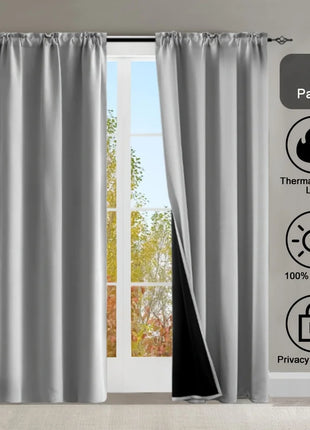 Modern 2-Piece Blackout Curtains, Rod Pocket Window Panels for Bedroom, Living Room & More
