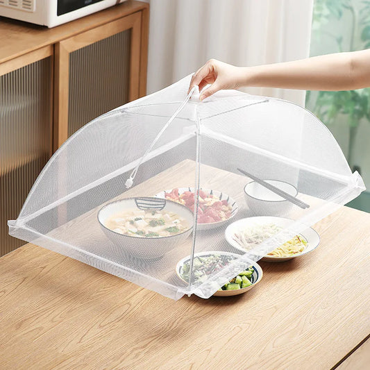 Folding Food Cover – White Square Mesh Protector for Indoor & Outdoor Use