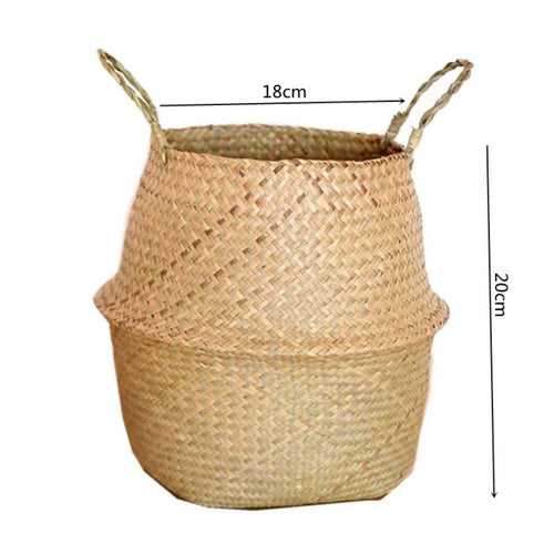 Straw Weaving Flower Plant Basket Grass Planter Basket Indoor Outdoor