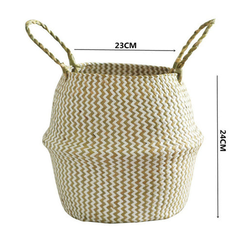 Straw Weaving Flower Plant Basket Grass Planter Basket Indoor Outdoor