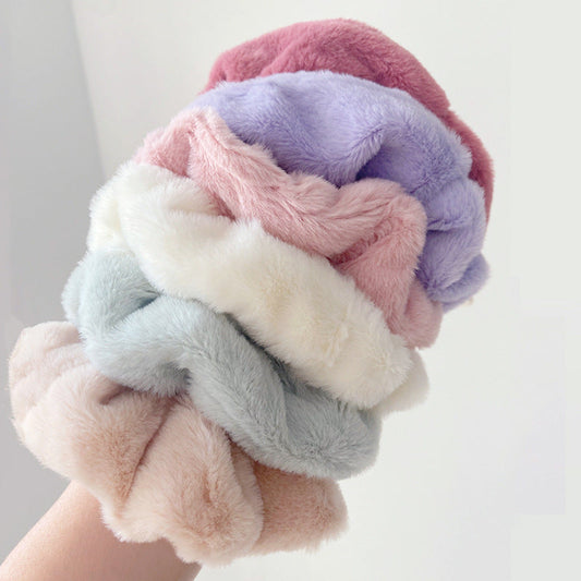 Solid Color Plush Hair Tie - 9pcs Set