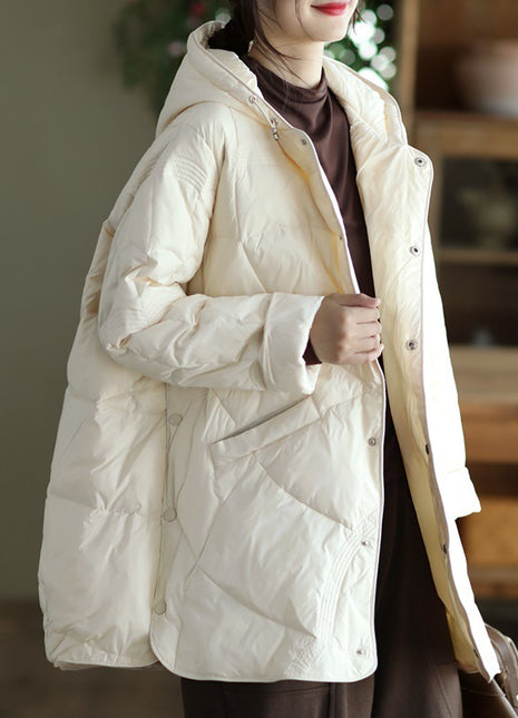 Women's Warm Single-breasted White Duck Down Jacket