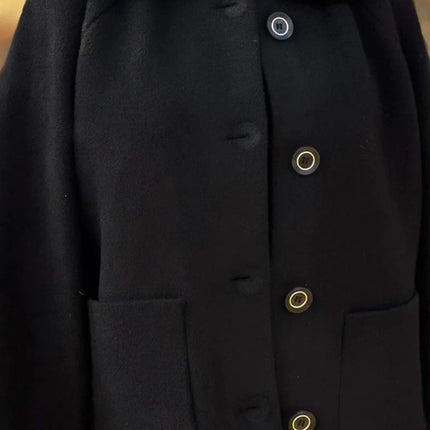 Women's Woolen Coat Casual Loose Lapels Pocket Cardigan
