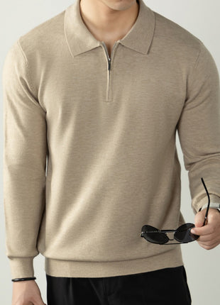Men's Business Half-Zip Polo Collar Knitted Sweater