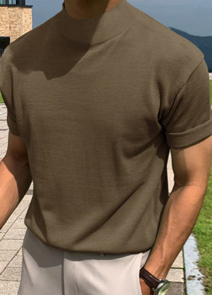 Base Shirt Solid Color Turtleneck Short Sleeve T-shirt