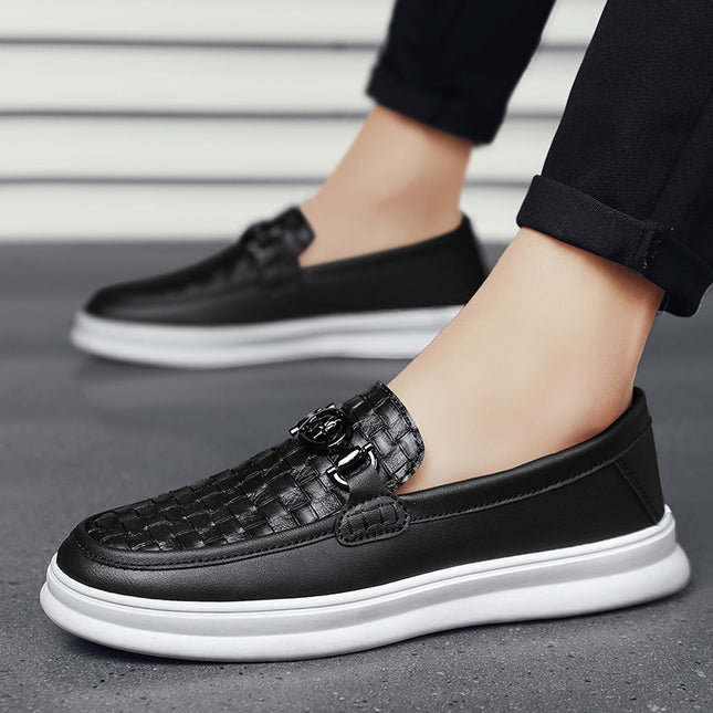 Fashion Retro British Style Low-top Slip-on Small Leather Shoes