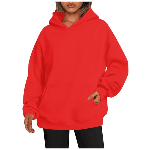 Women's Hoodies With Pockets Fashion Solid Sweatshirt Oversized Hooded