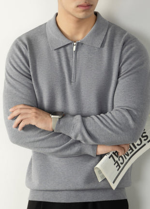 Men's Business Half-Zip Polo Collar Knitted Sweater