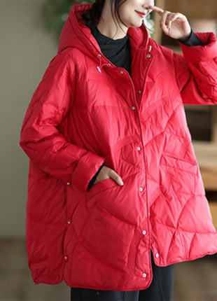 Women's Warm Single-breasted White Duck Down Jacket