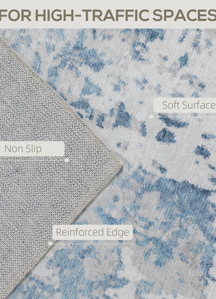 Area Rug 8x10, Machine Washable Rug, Non-Slip Modern Abstract Floor Carpet for Living Room, Bedroom, Dining Room, Blue