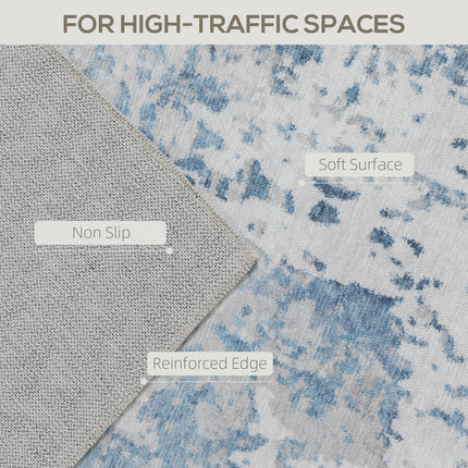 Area Rug 8x10, Machine Washable Rug, Non-Slip Modern Abstract Floor Carpet for Living Room, Bedroom, Dining Room, Blue