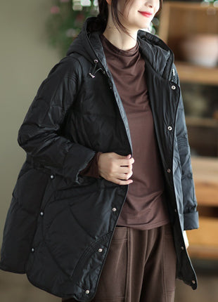 Women's Warm Single-breasted White Duck Down Jacket