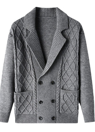 Men's Cardigan British Suit Collar Double-breasted Knitted Sweater