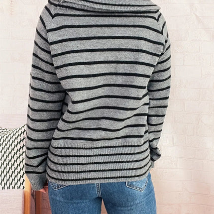 Striped Turtleneck Long Sleeve Sweater