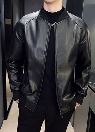 Men's Slim Fit Trendy Handsome Washed Leather Jacket