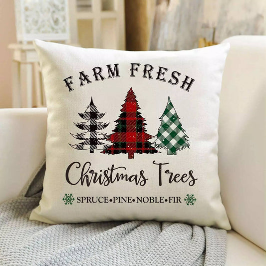 Christmas Throw Pillow Cover-Tree Farm