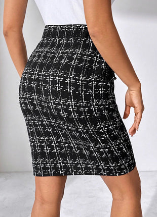 Plaid Elegant Elastic-Waist Skirt