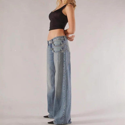 Loose Straight Wide Leg Mop Trousers