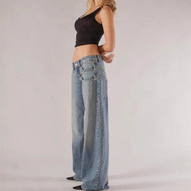 Loose Straight Wide Leg Mop Trousers