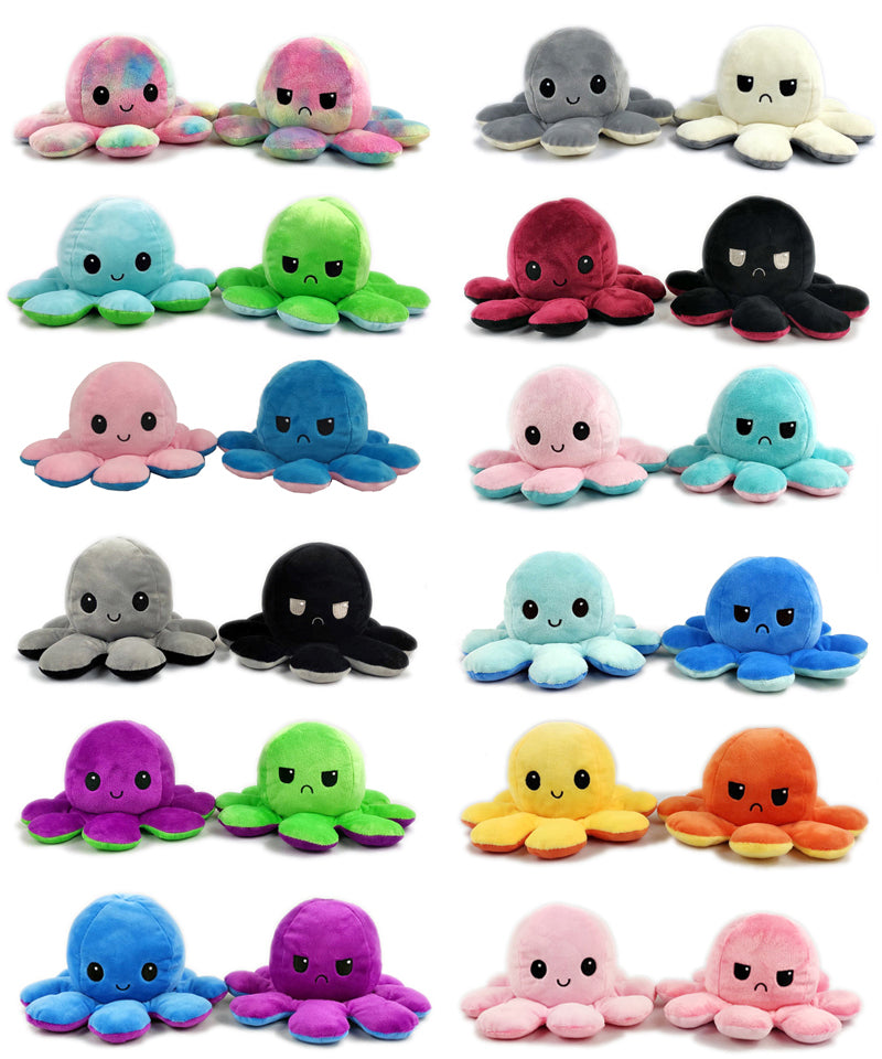 Reversible Octopus Plush Toy – Double-Sided Flip Stuffed Animal, Cute & Soft Mood Doll
