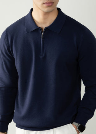Men's Business Half-Zip Polo Collar Knitted Sweater