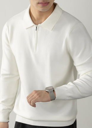 Men's Business Half-Zip Polo Collar Knitted Sweater