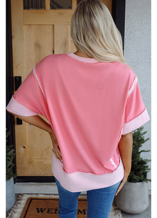 Round Neck Short-sleeved Shirt Loose Casual Slit T-shirt