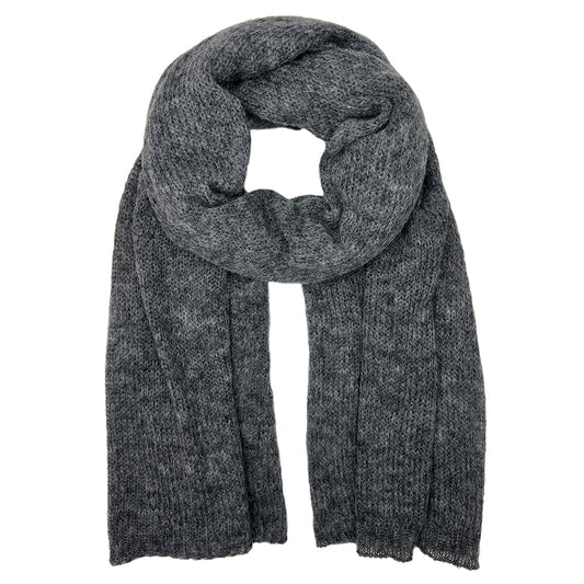 Luxury Knit Alpaca Scarf – Handwoven Coal Grey Winter Shawl