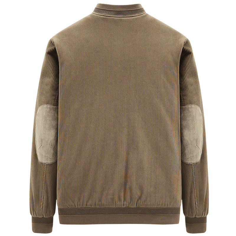 Winter Jacket – Round Collar with Elbow Patches & Zip-Up Design