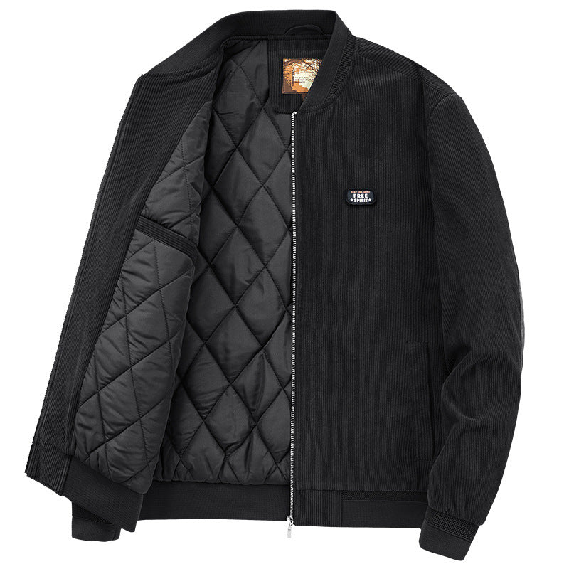 Winter Jacket – Round Collar with Elbow Patches & Zip-Up Design